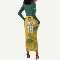 Custom South Africa Soccer Long Sleeve Bodycon Dress From Protea Roots We Rise - Wonder Print Shop
