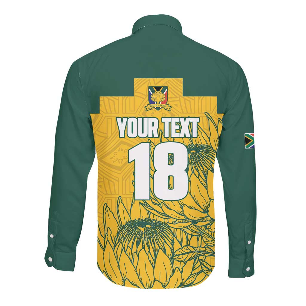 Custom South Africa Soccer Long Sleeve Button Shirt From Protea Roots We Rise - Wonder Print Shop