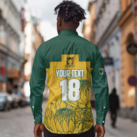 Custom South Africa Soccer Long Sleeve Button Shirt From Protea Roots We Rise - Wonder Print Shop