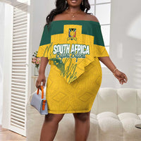 Custom South Africa Soccer Off Shoulder Short Dress From Protea Roots We Rise - Wonder Print Shop