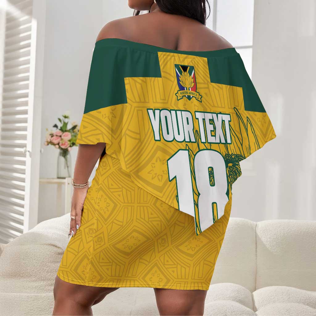 Custom South Africa Soccer Off Shoulder Short Dress From Protea Roots We Rise - Wonder Print Shop