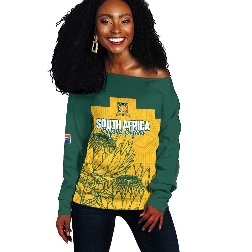 Custom South Africa Soccer Off Shoulder Sweater From Protea Roots We Rise - Wonder Print Shop