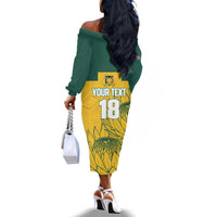 Custom South Africa Soccer Off The Shoulder Long Sleeve Dress From Protea Roots We Rise - Wonder Print Shop