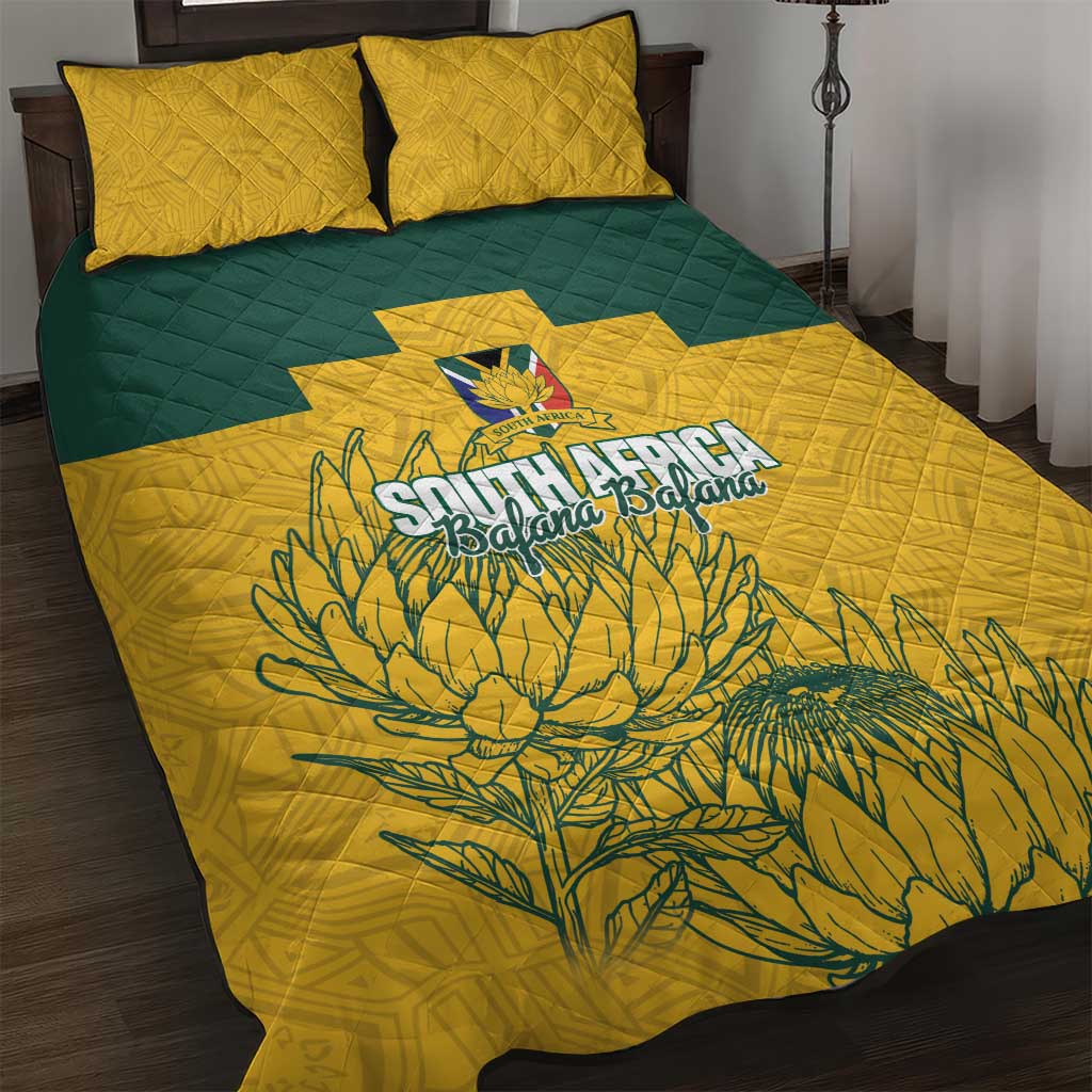 Custom South Africa Soccer Quilt Bed Set From Protea Roots We Rise - Wonder Print Shop