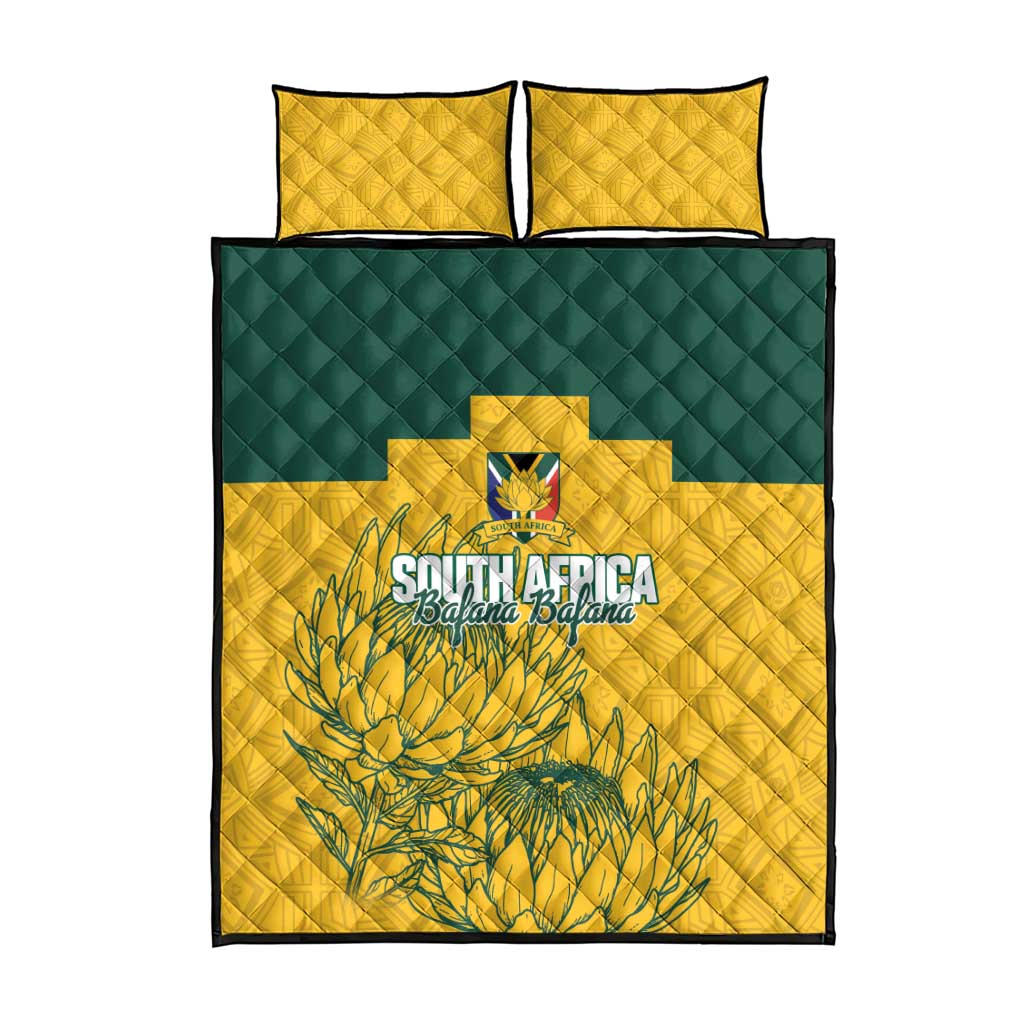 Custom South Africa Soccer Quilt Bed Set From Protea Roots We Rise - Wonder Print Shop