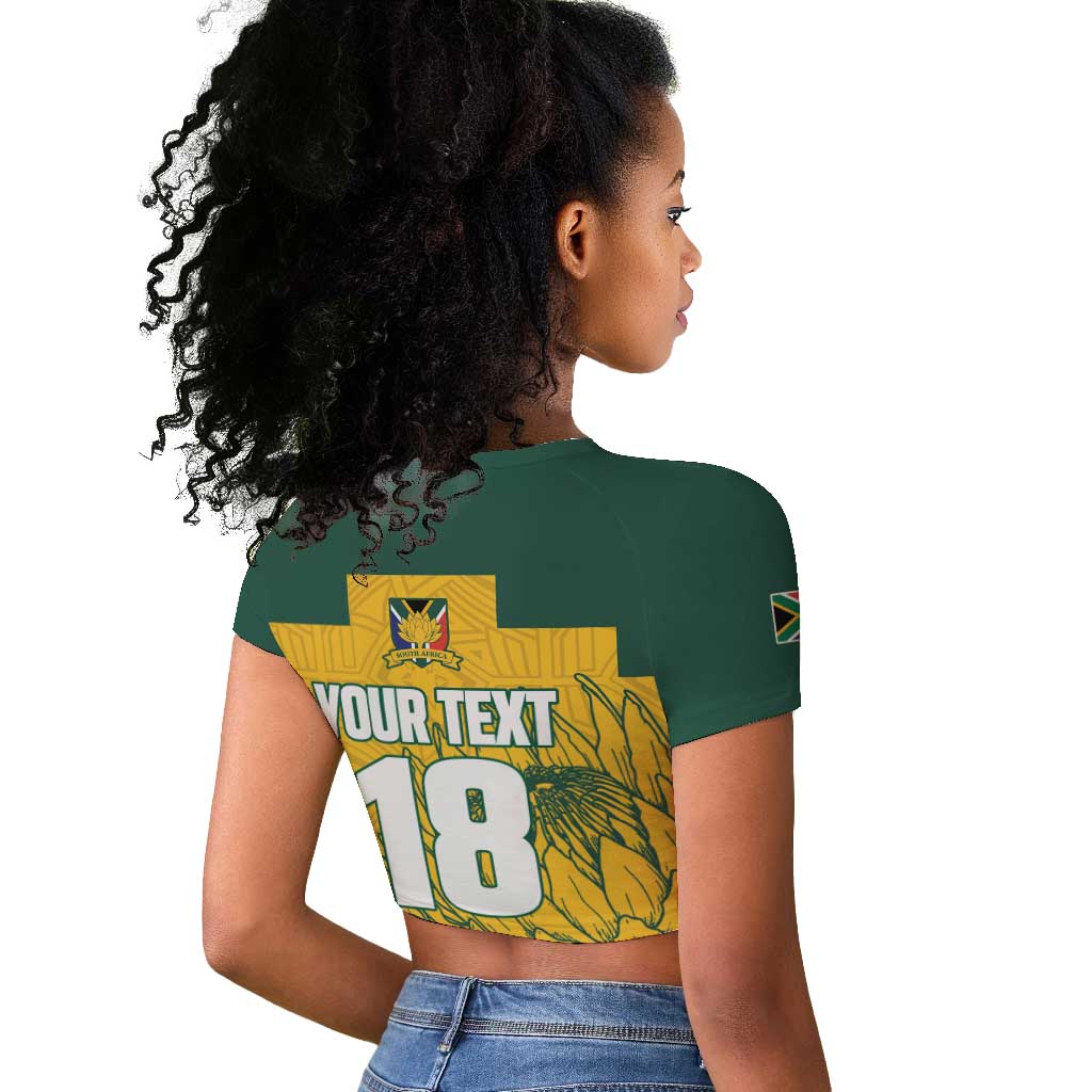 Custom South Africa Soccer Raglan Cropped T shirt From Protea Roots We Rise - Wonder Print Shop