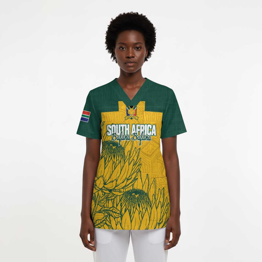 Custom South Africa Soccer Scrub Top From Protea Roots We Rise - Wonder Print Shop