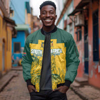 Custom South Africa Soccer Sleeve Zip Bomber Jacket From Protea Roots We Rise - Wonder Print Shop