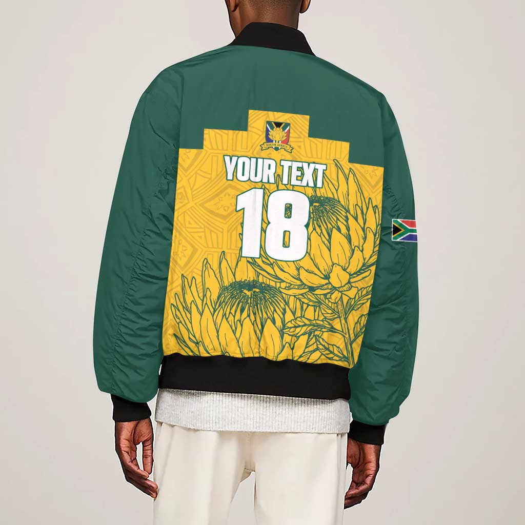 Custom South Africa Soccer Sleeve Zip Bomber Jacket From Protea Roots We Rise - Wonder Print Shop