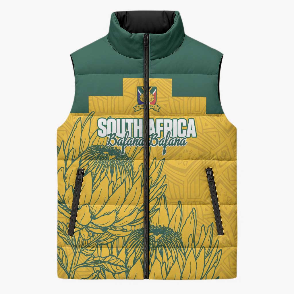 Custom South Africa Soccer Sleeveless Puffer Jacket From Protea Roots We Rise - Wonder Print Shop
