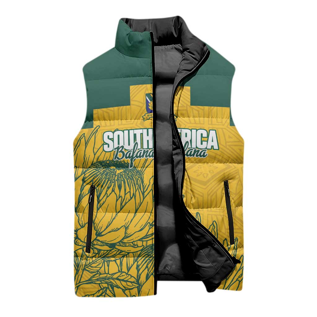 Custom South Africa Soccer Sleeveless Puffer Jacket From Protea Roots We Rise - Wonder Print Shop