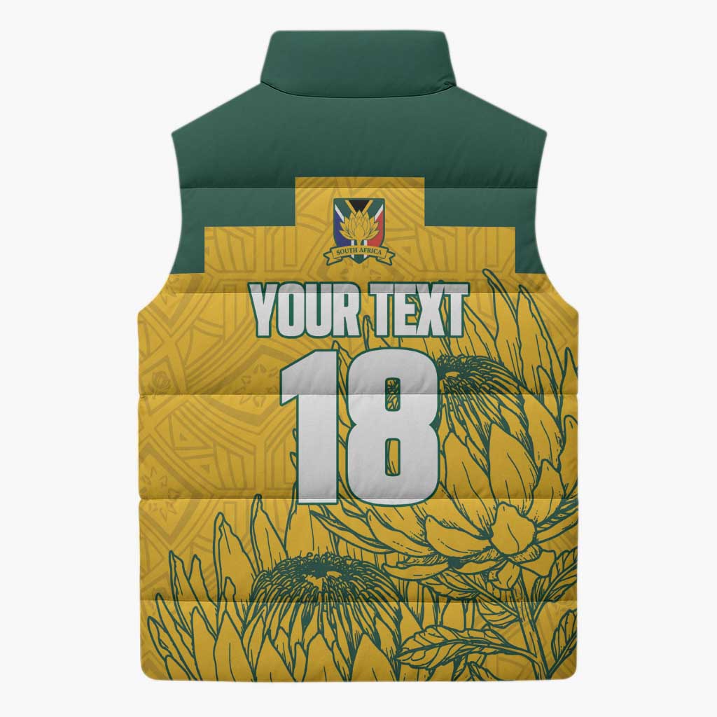 Custom South Africa Soccer Sleeveless Puffer Jacket From Protea Roots We Rise - Wonder Print Shop