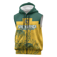 Custom South Africa Soccer Sleeveless Zip Hoodie From Protea Roots We Rise - Wonder Print Shop