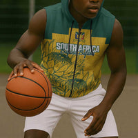 Custom South Africa Soccer Sleeveless Zip Hoodie From Protea Roots We Rise - Wonder Print Shop