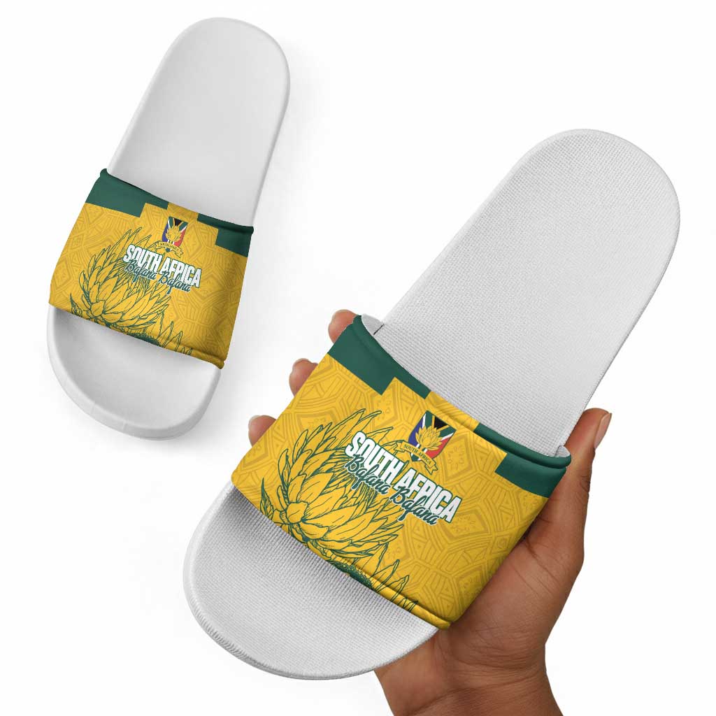 Custom South Africa Soccer Slide Sandals From Protea Roots We Rise - Wonder Print Shop