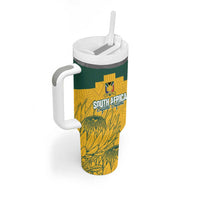 Custom South Africa Soccer Tumbler With Handle From Protea Roots We Rise - Wonder Print Shop