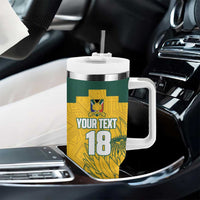 Custom South Africa Soccer Tumbler With Handle From Protea Roots We Rise - Wonder Print Shop