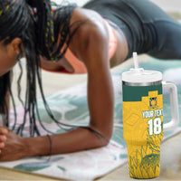 Custom South Africa Soccer Tumbler With Handle From Protea Roots We Rise - Wonder Print Shop