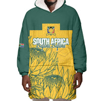 Custom South Africa Soccer Wearable Blanket Hoodie From Protea Roots We Rise - undefined