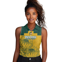 Custom South Africa Soccer Women Sleeveless Polo Shirt From Protea Roots We Rise - Wonder Print Shop