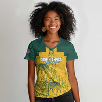 Custom South Africa Soccer Women V-Neck T-Shirt From Protea Roots We Rise - Wonder Print Shop