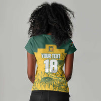 Custom South Africa Soccer Women V-Neck T-Shirt From Protea Roots We Rise - Wonder Print Shop