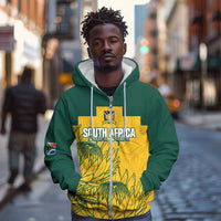 Custom South Africa Soccer Zip Hoodie From Protea Roots We Rise - Wonder Print Shop