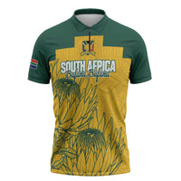 Custom South Africa Soccer Zipper Polo Shirt From Protea Roots We Rise - Wonder Print Shop