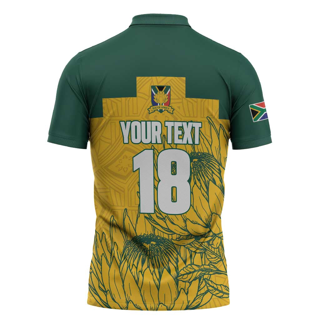 Custom South Africa Soccer Zipper Polo Shirt From Protea Roots We Rise - Wonder Print Shop