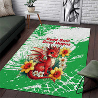 Wales Saint David’s Day Personalized Area Rug Funny Welsh Dragon Daffodil - Wonder Print Shop