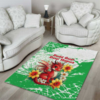 Wales Saint David’s Day Personalized Area Rug Funny Welsh Dragon Daffodil - Wonder Print Shop