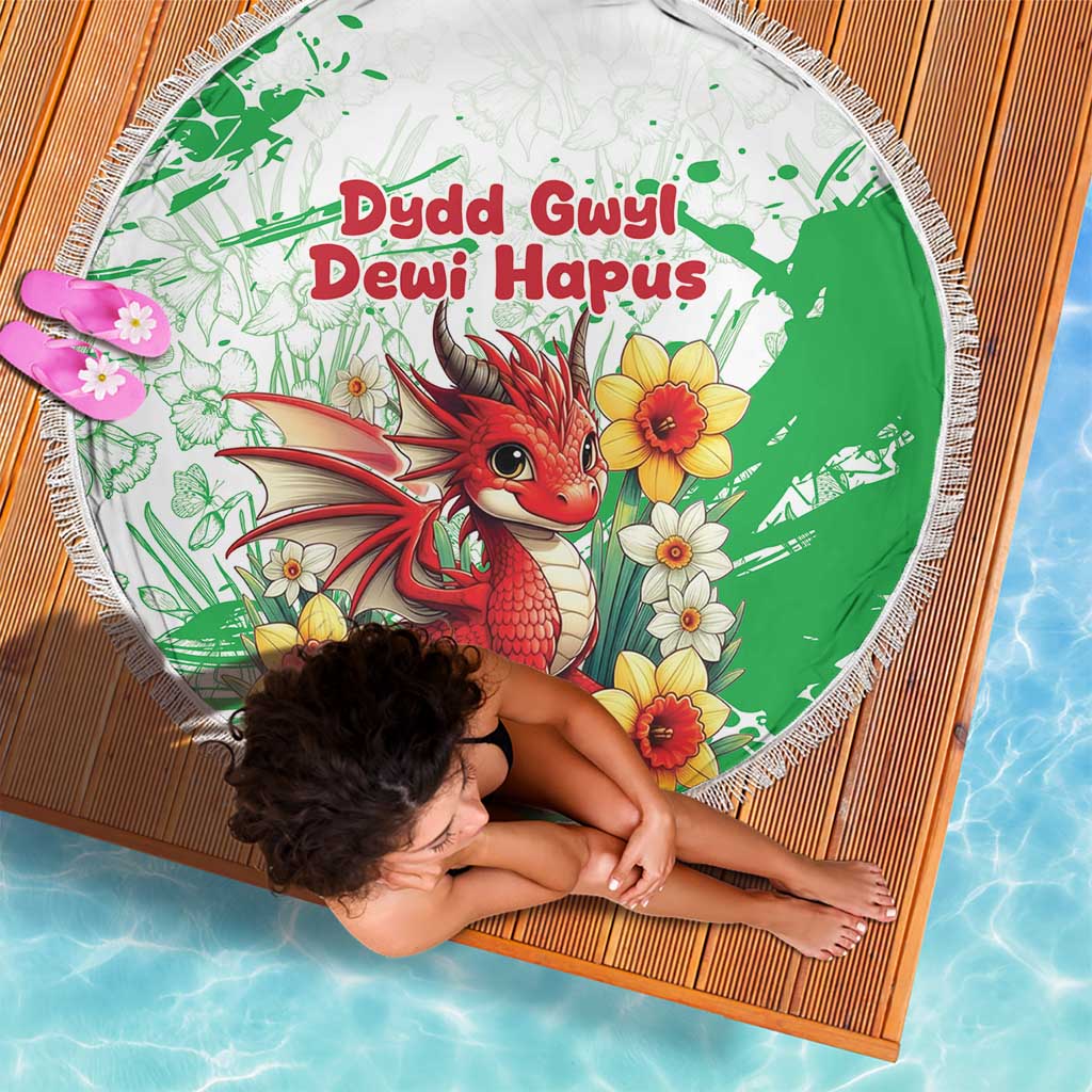 Wales Saint David’s Day Personalized Beach Blanket Funny Welsh Dragon Daffodil - Wonder Print Shop