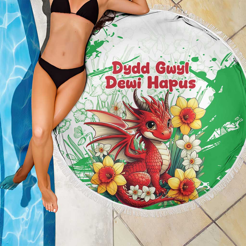 Wales Saint David’s Day Personalized Beach Blanket Funny Welsh Dragon Daffodil - Wonder Print Shop