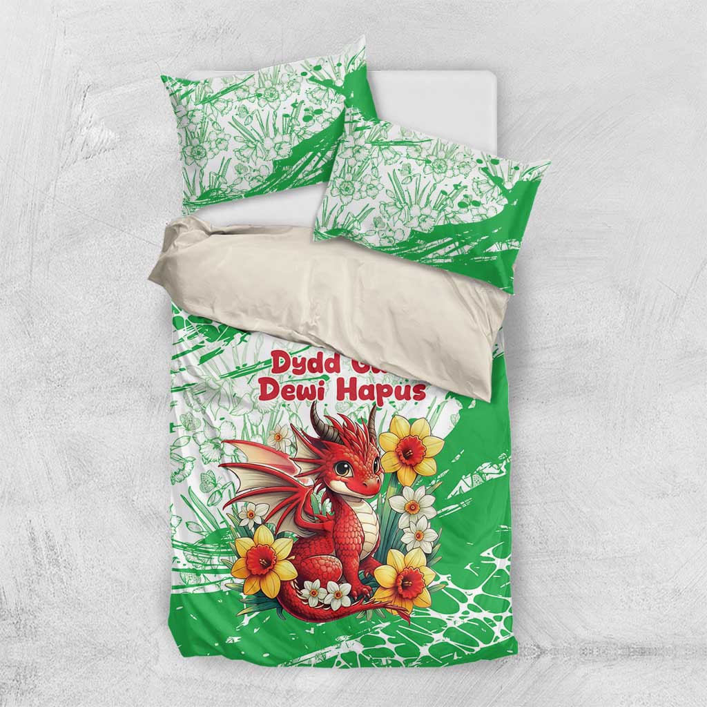 Wales Saint David’s Day Personalized Bedding Set Funny Welsh Dragon Daffodil - Wonder Print Shop