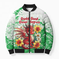 Wales Saint David’s Day Personalized Bomber Puffer Jacket Funny Welsh Dragon Daffodil - Wonder Print Shop