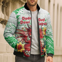 Wales Saint David’s Day Personalized Bomber Puffer Jacket Funny Welsh Dragon Daffodil - Wonder Print Shop