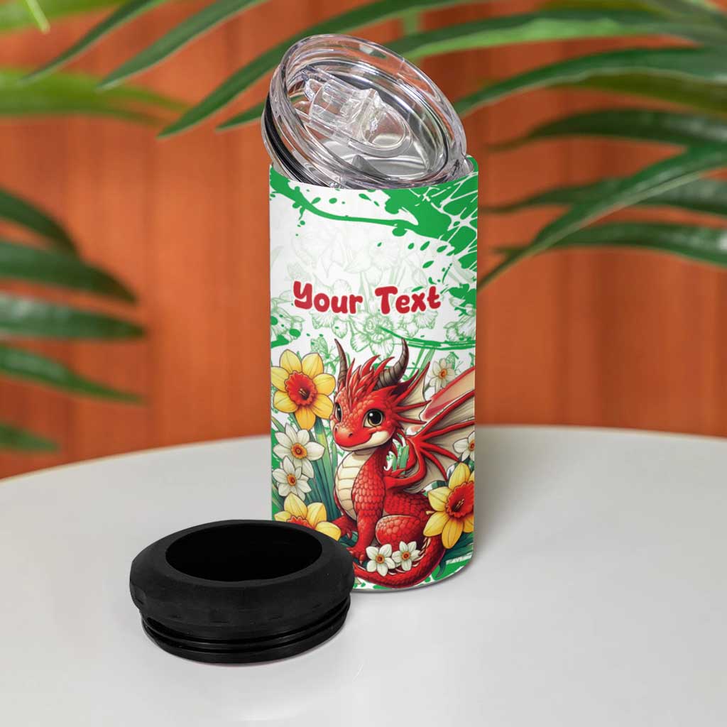 Wales Saint David’s Day Personalized 4 in 1 Can Cooler Tumbler Funny Welsh Dragon Daffodil - Wonder Print Shop