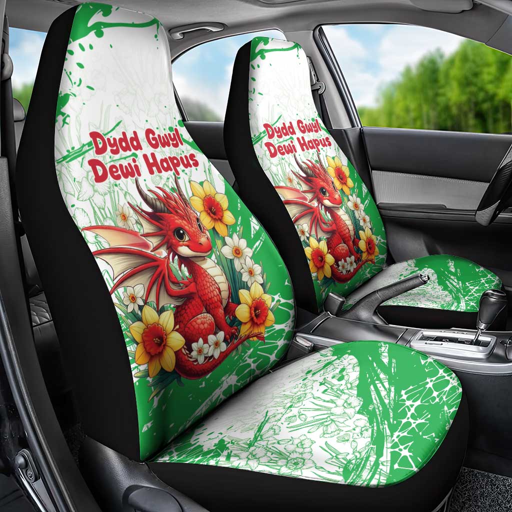 Wales Saint David’s Day Personalized Car Seat Cover Funny Welsh Dragon Daffodil - Wonder Print Shop