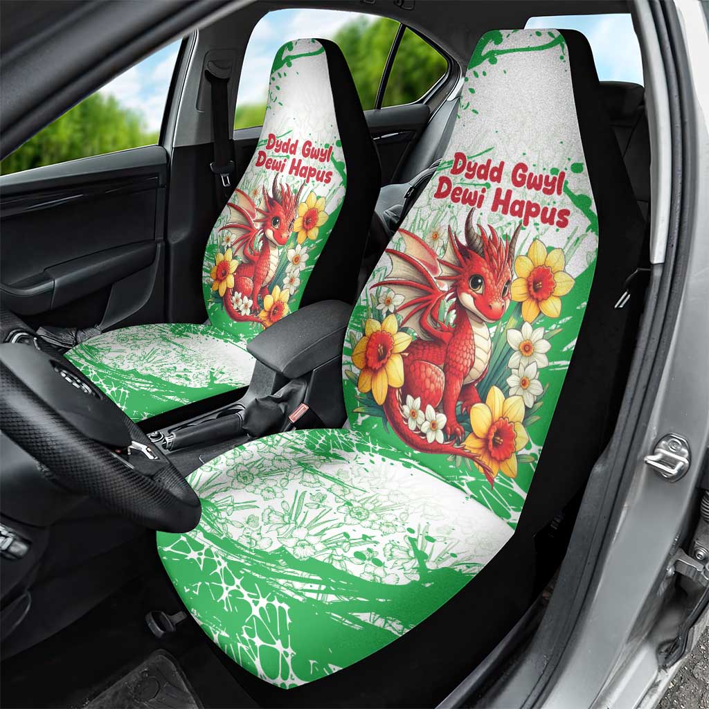 Wales Saint David’s Day Personalized Car Seat Cover Funny Welsh Dragon Daffodil - Wonder Print Shop