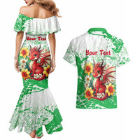 Wales Saint David’s Day Personalized Couples Matching Mermaid Dress and Hawaiian Shirt Funny Welsh Dragon Daffodil - Wonder Print Shop