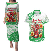 Wales Saint David’s Day Personalized Couples Matching Puletasi and Hawaiian Shirt Funny Welsh Dragon Daffodil - Wonder Print Shop