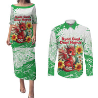 Wales Saint David’s Day Personalized Couples Matching Puletasi and Long Sleeve Button Shirt Funny Welsh Dragon Daffodil - Wonder Print Shop