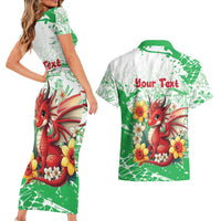 Wales Saint David’s Day Personalized Couples Matching Short Sleeve Bodycon Dress and Hawaiian Shirt Funny Welsh Dragon Daffodil - Wonder Print Shop
