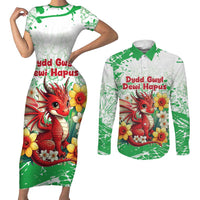 Wales Saint David’s Day Personalized Couples Matching Short Sleeve Bodycon Dress and Long Sleeve Button Shirt Funny Welsh Dragon Daffodil - Wonder Print Shop