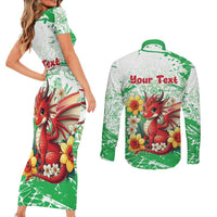 Wales Saint David’s Day Personalized Couples Matching Short Sleeve Bodycon Dress and Long Sleeve Button Shirt Funny Welsh Dragon Daffodil - Wonder Print Shop