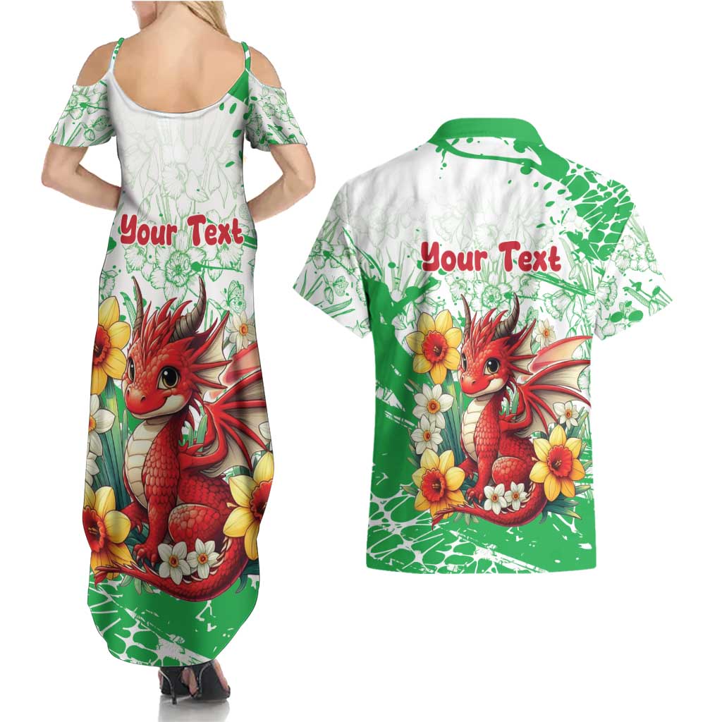 Wales Saint David’s Day Personalized Couples Matching Summer Maxi Dress and Hawaiian Shirt Funny Welsh Dragon Daffodil - Wonder Print Shop