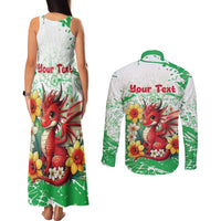 Wales Saint David’s Day Personalized Couples Matching Tank Maxi Dress and Long Sleeve Button Shirt Funny Welsh Dragon Daffodil - Wonder Print Shop