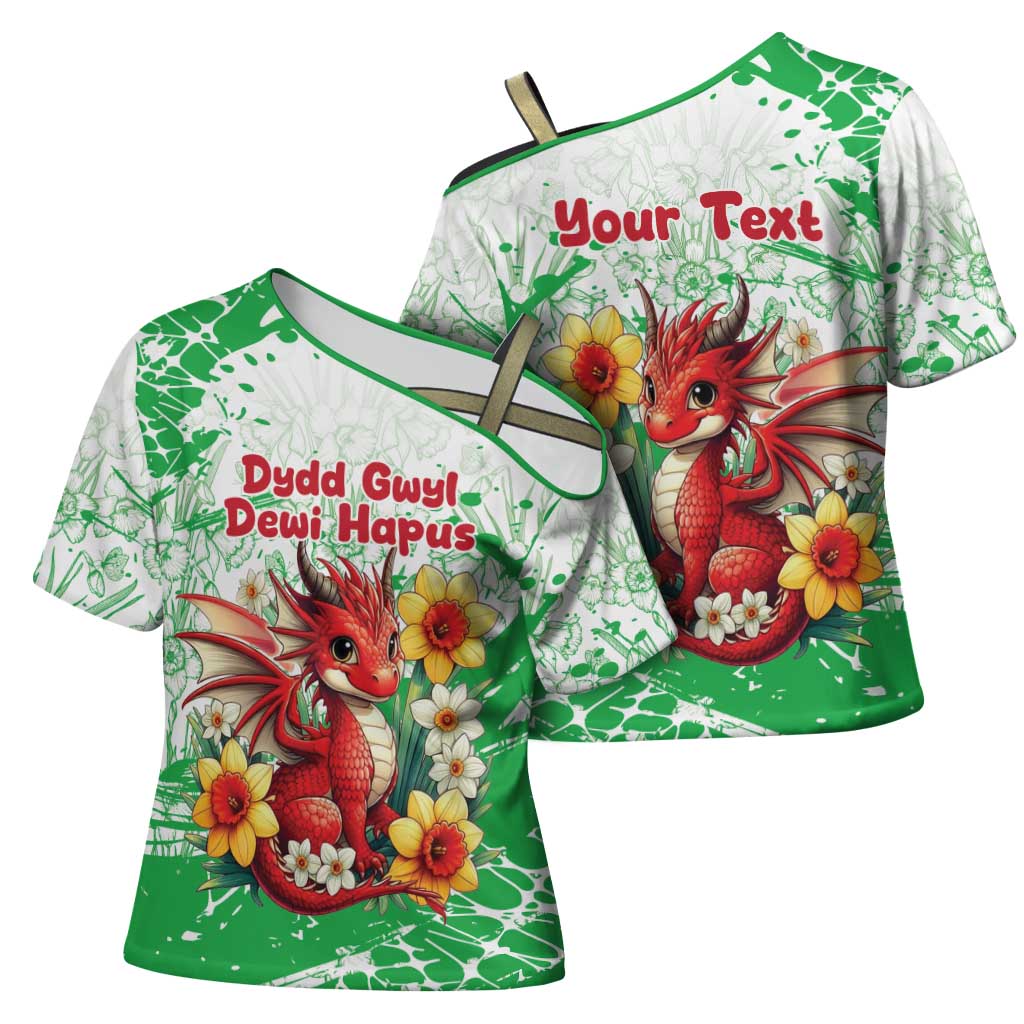 Wales Saint David’s Day Personalized Cross Shoulder Shirt Funny Welsh Dragon Daffodil - Wonder Print Shop
