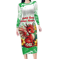 Wales Saint David’s Day Personalized Family Matching Long Sleeve Bodycon Dress and Hawaiian Shirt Funny Welsh Dragon Daffodil - Wonder Print Shop