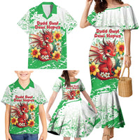 Wales Saint David’s Day Personalized Family Matching Mermaid Dress and Hawaiian Shirt Funny Welsh Dragon Daffodil - Wonder Print Shop